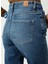Yüksek Bel Dar Paça Mom Fit Indigo Kadın Denim Pantolon DT10104 Orta Indigo 5