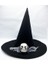 Parti Aksesuar Siyah Renk Gri Duvaklı Kuru Kafa Temalı Cadı Şapkası 35X38 cm 1