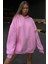 Pembe Kapüşonlu Şardonlu Oversize Sweatshirt MG1566 1