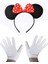 Parti Kırmızı Fiyonklu Minnie Mouse Tacı ve Beyaz Eldiven Seti 1