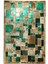Gold & Yeşil Varaklı Dana Derisi Patchwork Halı 80 x 150 cm 1