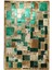 Gold & Yeşil Varaklı Dana Derisi Patchwork Halı 140 x 200 cm 1