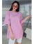 Açık Pembe Basic Düz Baskısız Oversize Salas Boyfriend Kadın T-Shirt 5