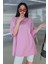 Açık Pembe Basic Düz Baskısız Oversize Salas Boyfriend Kadın T-Shirt 3