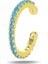 Gümüş Altın Yaldızlı Turkuaz Taşlı Sıkıştırmalı Kıkırdak Küpe Ear Cuff 3