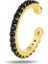 Gümüş Altın Yaldızlı Siyah Taşlı Sıkıştırmalı Kıkırdak Küpe Ear Cuff 2
