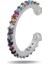 Gümüş Rodyumlu Renkli Taşlı Sıkıştırmalı Kıkırdak Küpe Ear Cuff 2