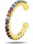 Gümüş Altın Yaldızlı Renkli Taşlı Sıkıştırmalı Kıkırdak Küpe Ear Cuff 2