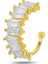 Gümüş Altın Yaldızlı Baget Kesim Zirkon Taşlı Sıkıştırmalı Kıkırdak Küpe Ear Cuff 2
