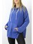 Kapüşonlu Yan Yırtmaçlı Sweat Lacivert - 21R1178 1
