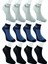 12 Çift Pamuklu Erkek Yazlık Spor Bilek Çorap Siyah Gri Lacivert 1