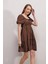 2351 Kloş Poplin Elbise - Kahverengi 3