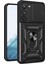 Samsung Galaxy S23 İçin Kaydırmalı Kamera Kapağı ve Yüzük Tutuculu Telefon Kılıfı - Siyah (Yurt Dışından) 1