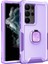 Samsung Galaxy S23 Ultra İçin Yüzük Stand Silikon Sert Pc Tampon Telefon Kılıfı - Mor (Yurt Dışından) 1