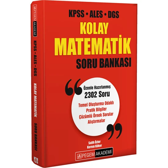 Pegem Akademi Yayıncılık KPSS ALES DGS Kolay Matematik Soru Bankası