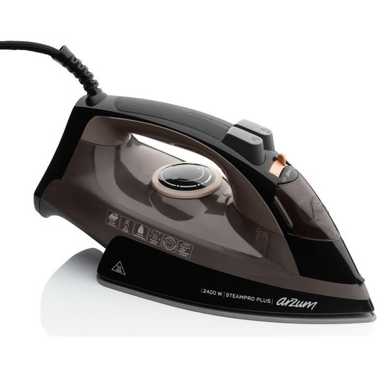Arzum AR6030 SteamPro Plus Buharlı Ütü 2400W, Seramik Taban, 175 gr/min Şok Buhar, Kahverengi