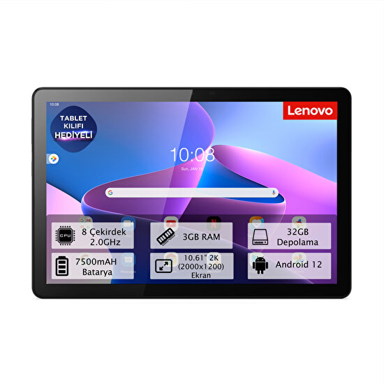 Lenovo Tab M10 Plus 3GB 32GB 10.61 2K IPS Ekran - Tablet Gri ZAAJ0075TR