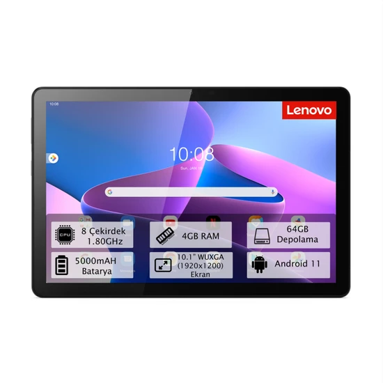 Lenovo Tab M10 TB328FU 4GB 64GB 10.1 Tablet Gri ZAAE0012TR