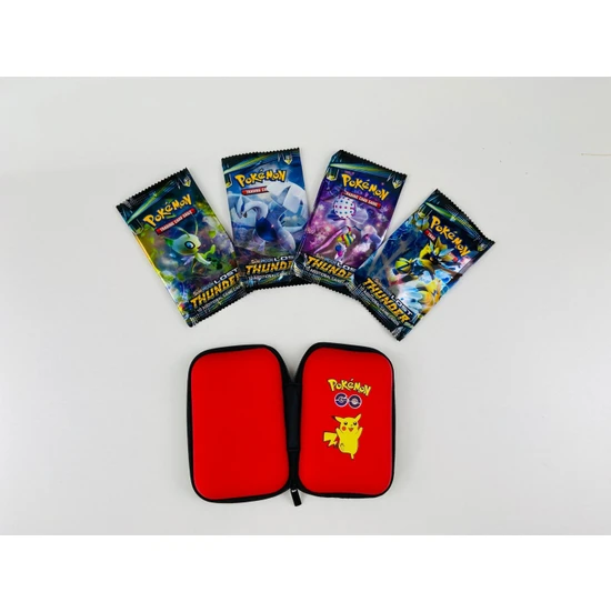 Abetto Market Pokemon Lost Thunder Sun-Moon Oyun Kartı ve Pokemon Kart Koruma Çantası (4 Paket Bir Arada)