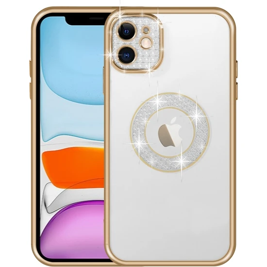 MobaxAksesuar Apple iPhone 11 Kılıf Prıltılı Çıkartılabilir Kamera Lens Korumalı Esta Kapak