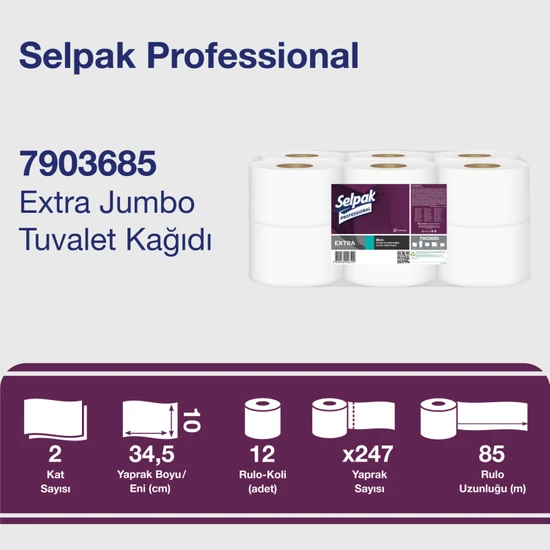 hepsiburada Selpak Professional Extra Jumbo Tuvalet Kağıdı 85mt 12li hepsiburada Selpak Professional Extra Jumbo Tuvalet Kağıdı 85mt 12li