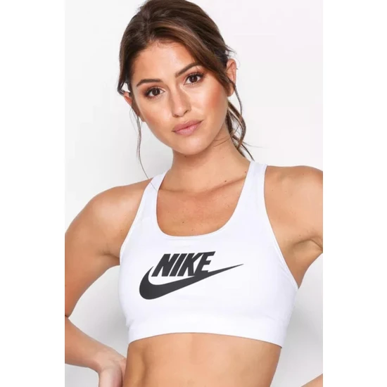 Nike Swoosh Futura Bra Beyaz Kadın Antreman Sütyeni