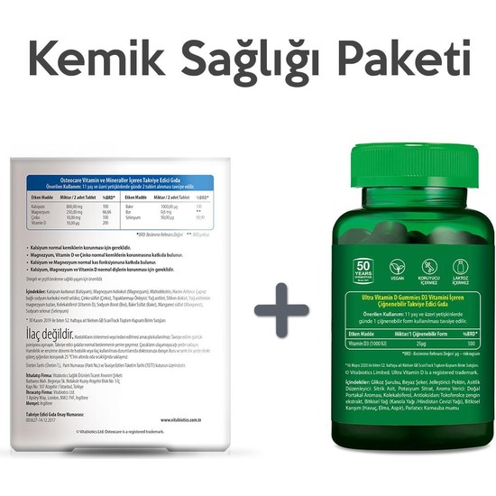 Osteocare 90 Tablet + Ultra Vitamin D Gummies Kemik Fiyatı