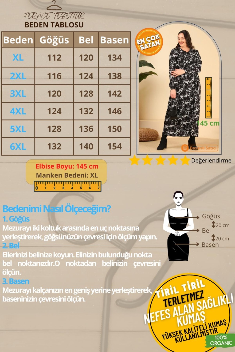 FERACE Kadın Uzun Buyuk Beden Anne Elbise Yazlik Tesettur Giyim görsel 7