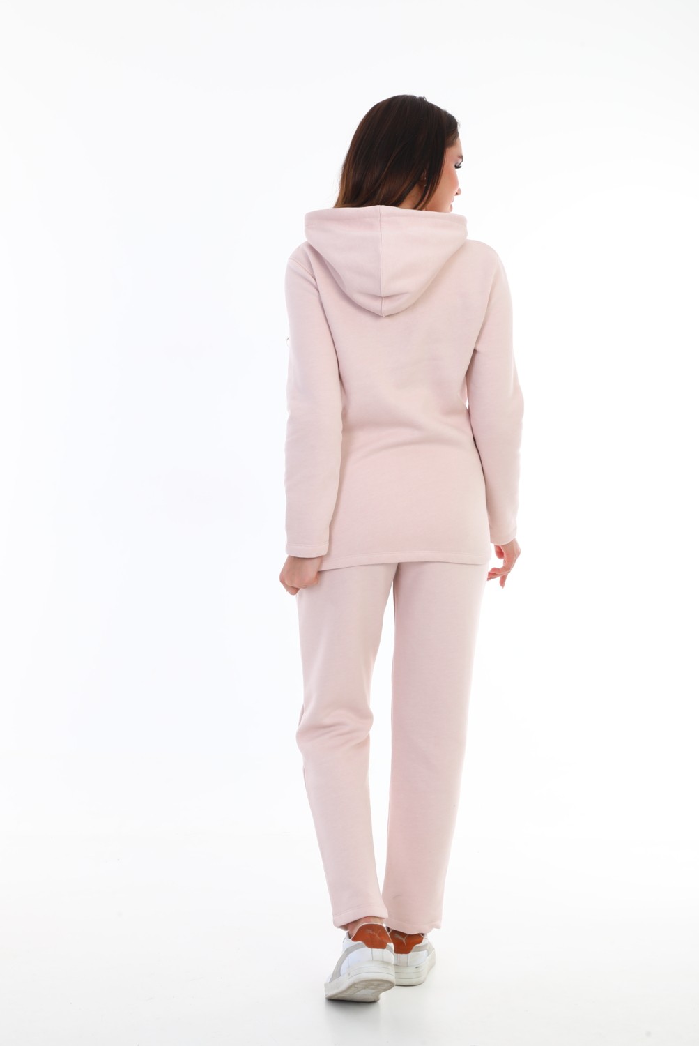 Gebbem Hamile ve Loğusa Kadın Soft Pink Bel Ölçüsü Ayarlanabilir Lastikli Yüksek Bel Pamuk Jogger Pantalon görsel 5