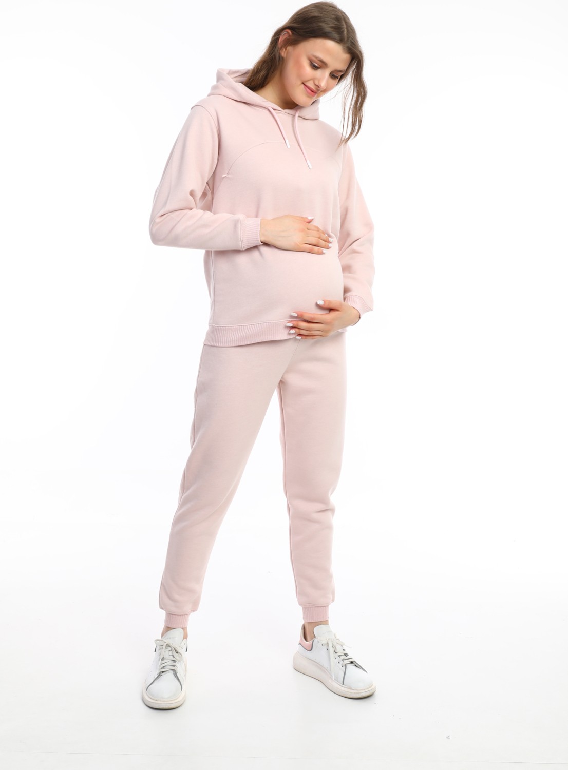 Gebbem Hamile ve Loğusa Kadın Bel Ölçüsü Ayarlanabilir Lastikli Yüksek Bel Pamuk Kışlık Kumaş Jogger