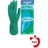 Beybi Ntl-33 Yeşil Kimyasal Koruyucu Nitril İş Eldiveni 10 Beden 20 Paket