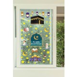 Ada Duvar Ramazan Ayı Temalı Süsleme, Kabe ve Ramazan Figürleri Cam Duvar Sticker Seti