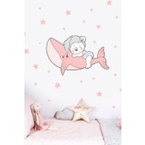 Ada Duvar Pembe Balina ve Ayıcık Duvar Sticker