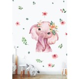 Ada Duvar Çiçekli Fil Duvar Sticker