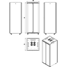 36U 19" Mıtra Foptek 800X600X1786 Lın-Xn Serısı Dıkılı Tıp Kabınet On Cam / Arka Metal Kapak W:800MM D:600MM