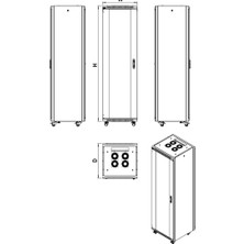 42U 19" Mıtra Foptek 600X1000X1168 Lın-Xn Serısı Dıkılı Tıp Kabınet On Cam / Arka Metal Kapak W:600MM D:1000MM