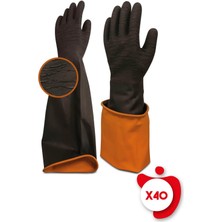 Beybi Korun Tırtıklı 60 cm Uzun Siyah İş Eldiveni 40 Paket