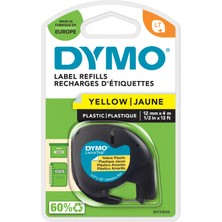 Dymo S0721620 Letratag Plastik Şerit ( 12 mm x 4 mt ) , Sarı (59423) 91202