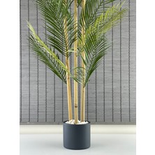 Bahçem Yapay Çiçek Areka Ağacı Palmiye Ağacı Bambu Gövdeli Beton Saksılı Salon Çiçeği 18 Yaprak 125 cm