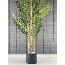 Bahçem Yapay Çiçek Areka Ağacı Palmiye Ağacı Bambu Gövdeli Beton Saksılı Salon Çiçeği 18 Yaprak 125 cm