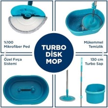 Motek Mt-50 Islak Kuru Su Sıçrama Önleyicili Turbo Disk Mop Set