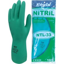 Beybi Ntl-33 Yeşil Kimyasal Koruyucu Nitril İş Eldiveni 10 Beden