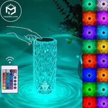 Wlue Akrilik Şarjlı Kristal LED Masa Lambası 20 Mod Rgb Dokunmatik Ambians Dekor Gece Lambası