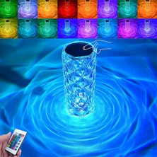 Wlue Akrilik Şarjlı Kristal LED Masa Lambası 20 Mod Rgb Dokunmatik Ambians Dekor Gece Lambası