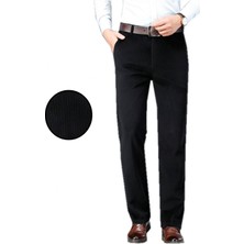 Varetta Erkek Siyah Kadife Içi Yünlü Cepli Çizgili Kadife Pantolon