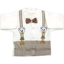 Baby Kids Colors Ayıcıklı Kahve Papyonlu Yenidoğan Bebek 5 Li Hastane Çıkış Seti K2151