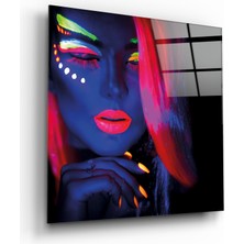 Acres Neon Kadın Kare Cam Tablo