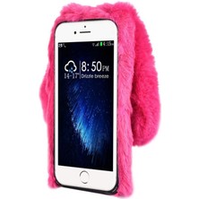 TahTicMer General Mobile Gm 22 Pro Kılıf Peluş Tüylü Swarovski Taşlı Tavşan Kulaklı Silikon Kapak Tpu