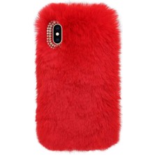 TahTicMer Omix X600 Uyumlu Kılıf Peluş Tüylü Swarovski Taşlı Pofuduk Silikon Kapak Tpu