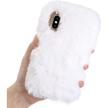 TahTicMer General Mobile Gm 22 Pro Uyumlu Kılıf Peluş Tüylü Swarovski Taşlı Pofuduk Silikon Kapak Tpu